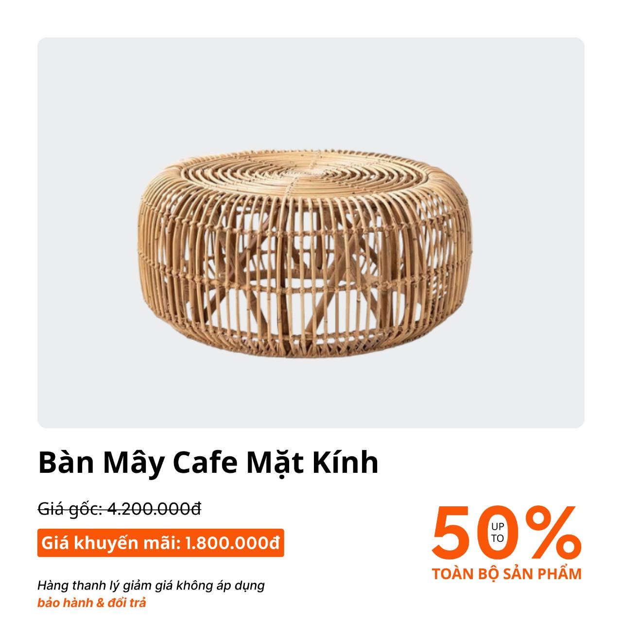 Bàn Mây Cafe Mặt Kính ưu đãi chỉ còn 1.800.000đ