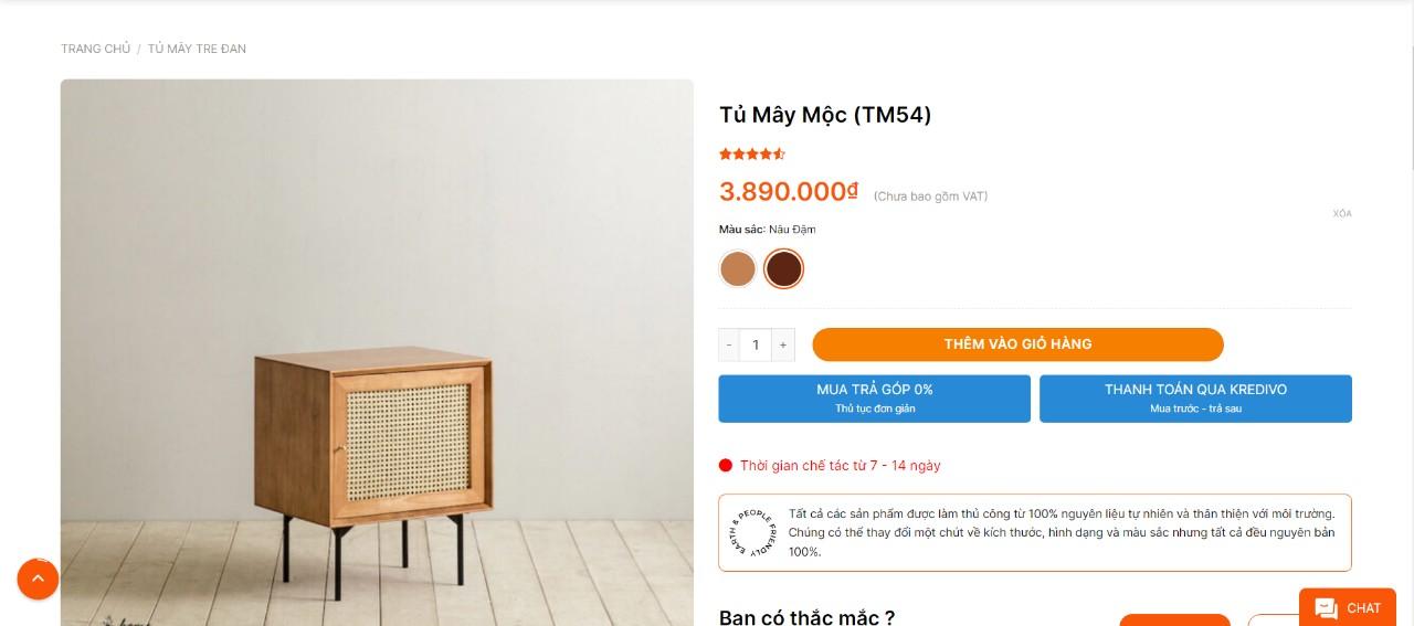Chọn mục "Thanh toán qua Kredivo" sau khi đã chọn xong sản phẩm muốn mua
