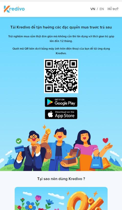 Quét QR để tải ứng dụng Kredivo