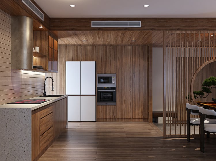 Không gian nội thất được làm từ gỗ tần bì