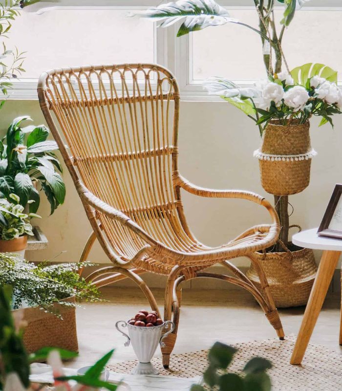 Vẻ đẹp dễ chịu, phù hợp với nhiều không gian nội thất khác nhau của chiếc ghế mây lưng cao