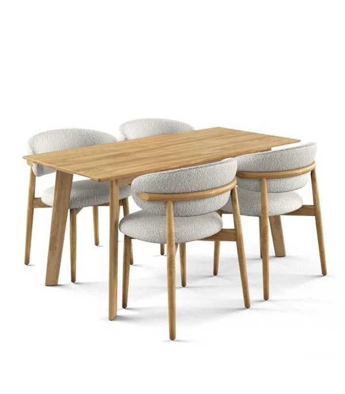 Bộ bàn ghế kết hợp giữa gỗ tần bì và mành mây